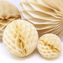 8"(20CM) Paper Honeycomb Balls (Pack of 3) Several Colours Available (Cream)