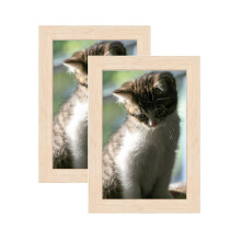 2PCS Wood Photo Frame 6x4 in Natural Colour - 10x15cm Versatile Frame with Plexiglass for Tabletop and Wall Mounting