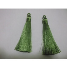 5pcs Olive Green Silky Soft 8cm-9cm Tassels with Hanging Loops for Bookmarks Jewellery Keychains Pendant Decoration Crafts
