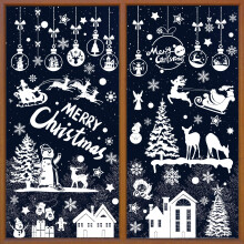 9 Sheets Christmas Window Stickers,256PCS Double Sided PVC Static Xmas Window Clings, Christmas Tree Snowflake Snowman Window Party Decorations