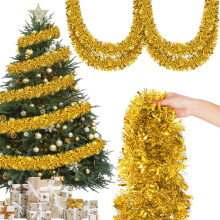 12M Tinsel Garland Metallic Twist Tinsel 9CM Thick Garland Hanging Decorations for Tree Wreath Wedding Events Party Supplies (Gold)