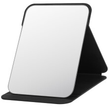 OSDUE Folding Tabletop Mirror, 20.5 * 15.5 Black PU Leather Portable Travel and Desktop Vanity Mirror with Stand for Office Desk, Vanity Table,