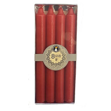 Long Red Candles 4 Pack, 8 inch Tall Unscented Dripless Dinner Table Candles for Kitchen Household Candlestick Lighting 8 Hour Long Burn Time