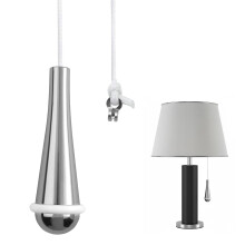 Shenlee 1 Pcs Bathroom Pull Cord Handle Teardrop Chrome Pull String Switch, Pull Cord Handle Chrome Teardrop Pendant Weight Connector with 150cm