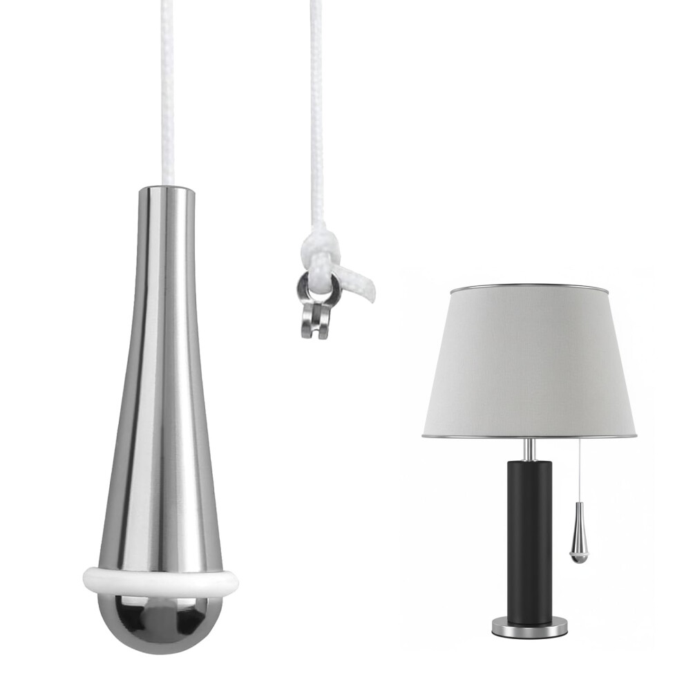 Shenlee 1 Pcs Bathroom Pull Cord Handle Teardrop Chrome Pull String Switch, Pull Cord Handle Chrome Teardrop Pendant Weight Connector With 150Cm 5051225124984