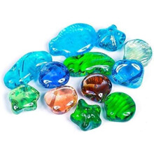ARSUK Decorative Glass Pebbles Stones Beads Rounded Gems Flat Marble, Vase Filler, Fire Artificial Crystal Gemstones for Aquarium, Mosaic Tiles Vases