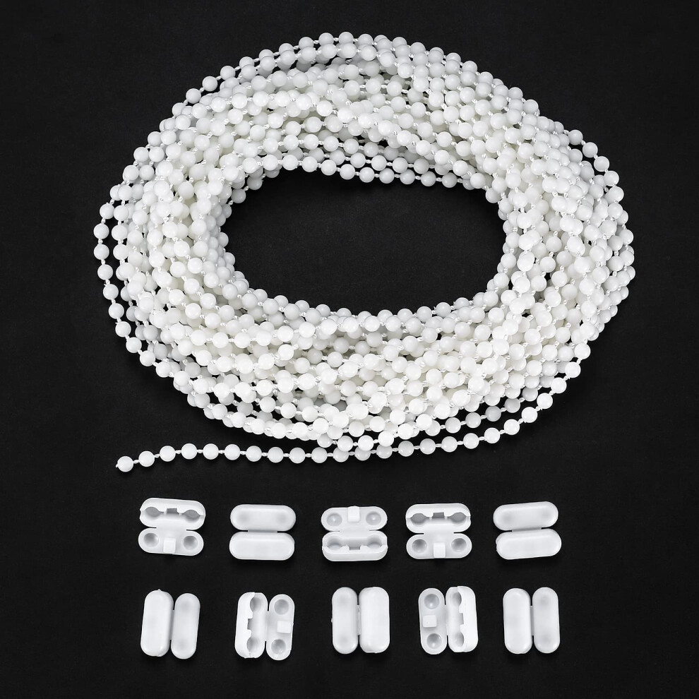 Zhenle Roller Blind And Roman Shade Blind Beaded Chain Cord White Plastic Roller Blind Chain Repair (10M)