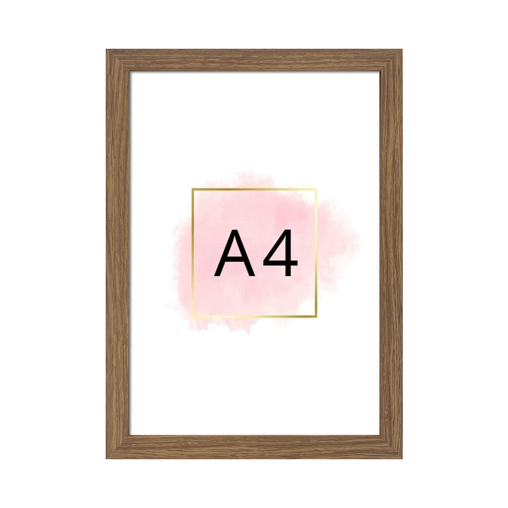 A4 Photo Frame, Picture And Certificate Frame With Clear Perspex Front, Art Print Poster, Freestanding And Wall Mountable (Brown) Brown 5051225133177