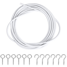 ASIWUJING Curtain Wire 10 Metres Net Curtain Wire Cord Cable with 30pcs Eye Bolts,30pcs Screw-in Hooks for Net Curtain Rod