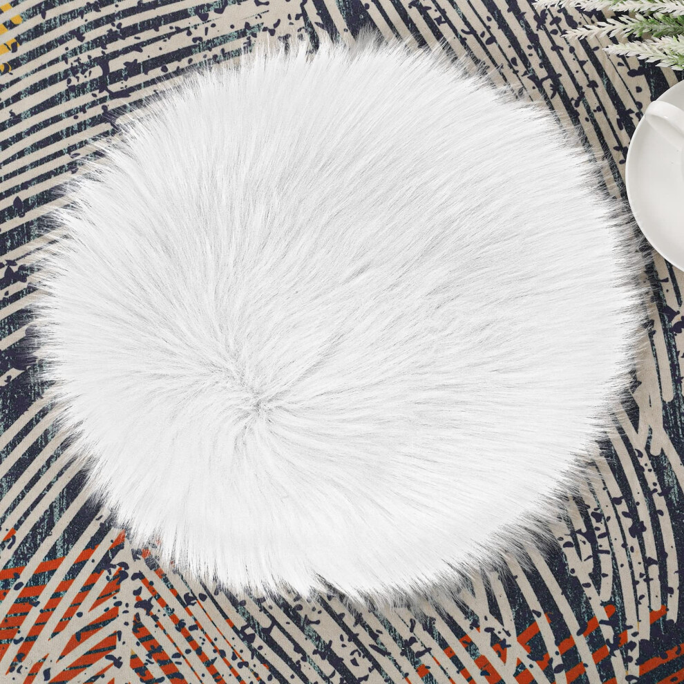 Molain 25 Cm Small Rugs Fluffy Faux Fur Chair Pad Cover Rug Fuzzy Cushion Photography Props Background Nail Mat Carpet For Home Living Room Sofa
