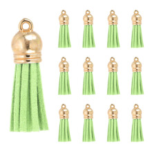 PATIKIL 1.5 Inch Leather Tassels, 30 Pcs Faux Leather Suede Tassel Keychain Charm Bulk with Gold Cap for DIY Craft Decor Handbags Bracelets Jewelry