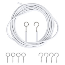 ASIWUJING Curtain Wire 2 Metres Net Curtain Wire Cord Cable with 4 Hooks and 4 Eyes