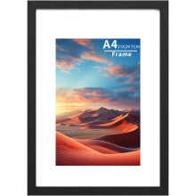 A4 Frame Wooden Picture Frames with A5 Mount,A4 Photo Frame with Acrylic Glass, A4 Picture Frame with Stand Tabletop or Wall Hanging,Certificate Frame