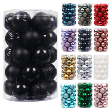 34 PCS Christmas Baubles 4cm 6cm Xmas Balls Ornaments Tree Decorations (Black, 4 CM)