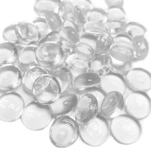 Glass Pebbles - 0.45KG Transparent Flat Marble Stones Beads, Artificial Crystal Gemstones Fire Clear Decorative Glass Beads for Vase Filler, Aquarium,