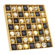 VEYLIN Shatterproof Christmas Baubles, 49pcs 3cm Christmas Tree Baubles Glitter Christmas Ball Christmas Baubles for Tree Decoration (Black and Gold)