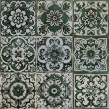 Hode Green Stick on Tiles Kitchen, Tile Stickers for Bathroom, 15x15cm Self Adhesive Sticky Back, Moroccan Victorian Vintage Peel and Stick Wall Tiles