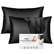 Aisawate Pack of 2 Satin Pillowcases for Hair and Skin, 100% Silky Luxury Satin Cushion Cover with Envelope Closure, Pillowcase, Soft and Breathable
