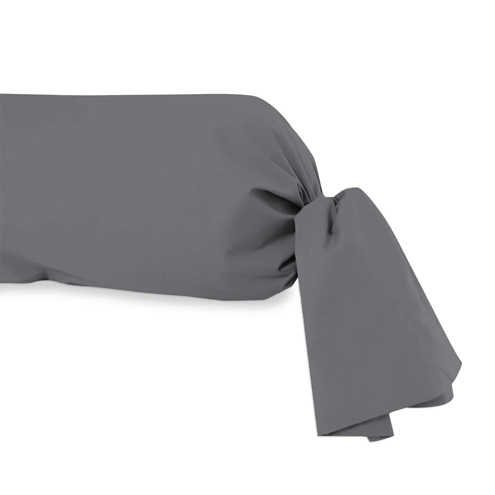 , Bolster Pillow Case, Cotton, 57 Threads, 45 X 135 Cm Grey Soleil D'ocre