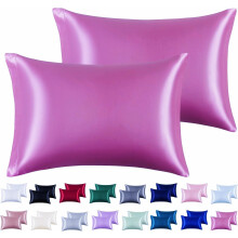 2pc New Queen/Standard Silk~y Satin Pillow Case Multiple Colors (Purple, Standard)