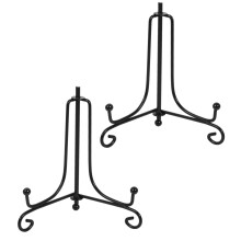 JJiaoLinin 2 Pack Plate Holder Display Stand, Picture Frame Holder Stand, Black Iron Easel Stands, Bowl Holders Display Stand, for Pictures Frames,
