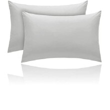 Kanak Pillowcase 2 pack Polycotton Pillow case cover 50x75cm - Grey Plain Dyed Housewife Pillowcases with Envelope Closure