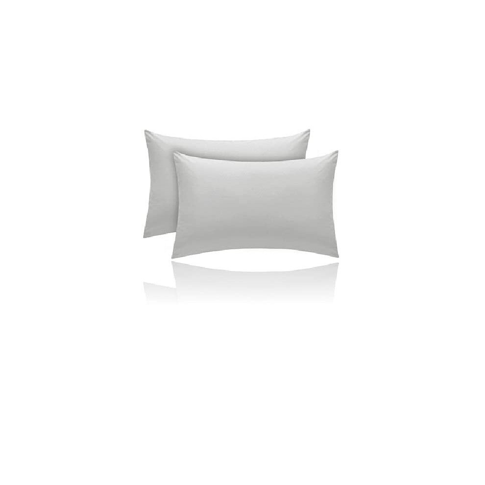 Pillowcase 2 Pack Polycotton Pillow Case Cover 50X75cm - Plain Dyed Housewife Pillowcases With Envelope Closure Grey Kanak