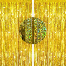 G2PLUS Gold Glitter Foil Curtains, 2PCS Metallic Tinsel Foil Fringe, 1m?2.5m Party Backdrop Streamers for Birthday Wedding Graduation Prom Decoration