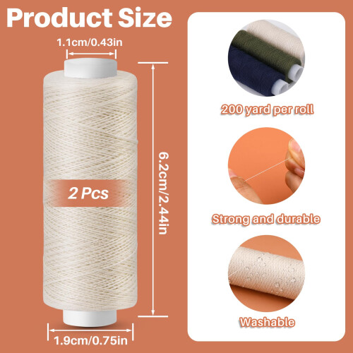 Easusy Thread for Sewing, Off-White Sewing Thread, Polyester Thread 200 Yards/Spool for Sewing Machine, Hand Stitching, Embroidery 1