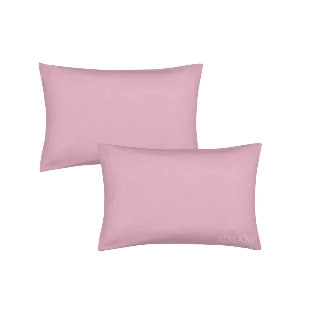 Aimane Aimane? Percale Pair Of Housewife Pillowcases 50 X 75 Cm Polycotton Easy Care Plain Dyed Pillowcases Envelope Closure (Pink, Housewife Pillowcases)