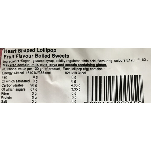 Jelly Belly Heart Lollies x20 Lollipops 1
