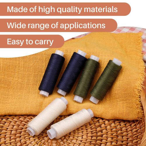Easusy Thread for Sewing, Off-White Sewing Thread, Polyester Thread 200 Yards/Spool for Sewing Machine, Hand Stitching, Embroidery 2