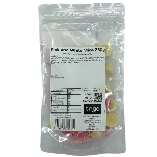 Hannahs Pink and White Chocolate Candy Mice, 250 g 2