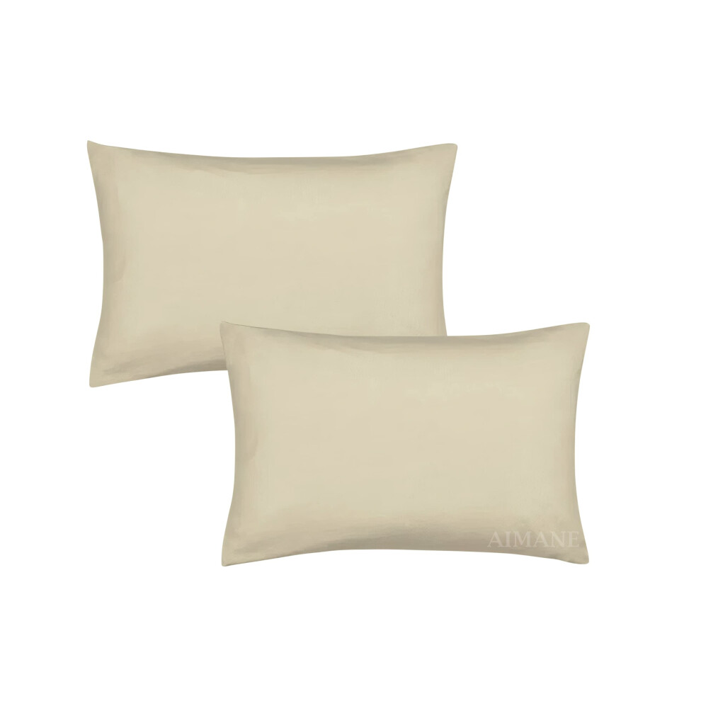 Aimane Aimane? Percale Pair Of Housewife Pillowcases 50 X 75 Cm Polycotton Easy Care Plain Dyed Pillowcases Envelope Closure (Cream, Housewife Pillowcases)