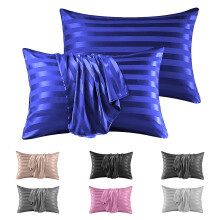 Silk Pillowcase Stripe Satin Pillowcase 2 Pack - Luxurious Satin Pillow Cases 50 x 75 cm for Hair and Skin Care, Envelop Enclosure Pillowcases Set