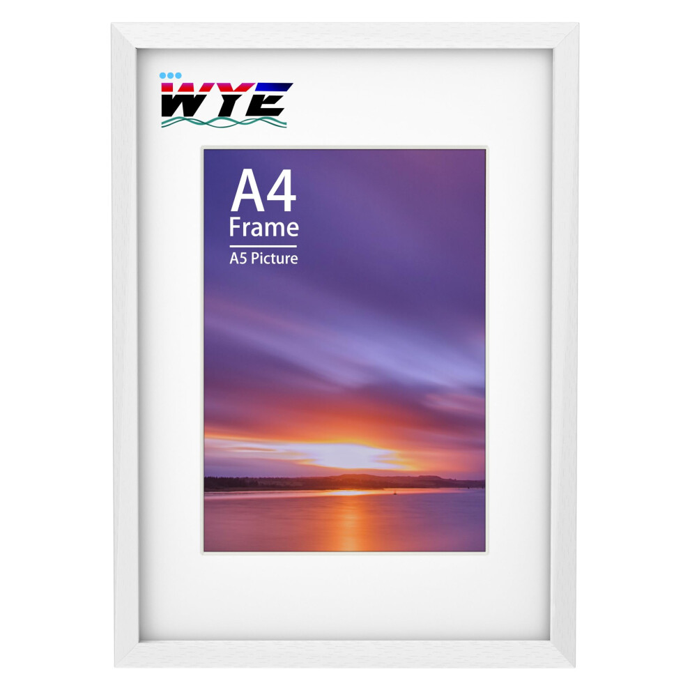 A4 Frame Wooden A4 Photo Frames With A5 Mount, A4 Picture Frames With Stand Tabletop Or Wall Hanging, A4 Poster Frame With Plexiglass Window, White 5051225132071