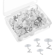 50Pcs Upholstery Pins,Stainless Steel Transparent Upholstery Tacks,Clear Heads Twist Pins,Hold Twist Pinss for Repairing Sagging Slipcovers, Loose