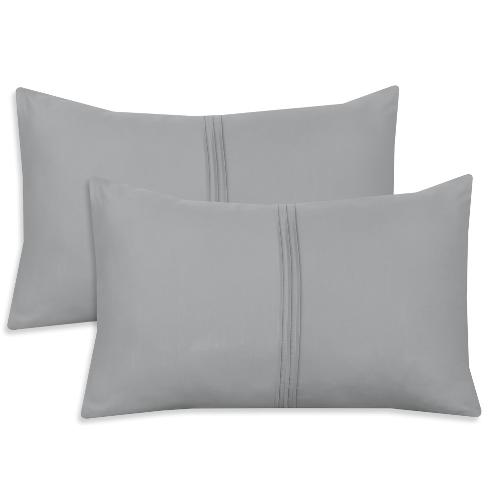 Nafay Living Pintuck Pillowcases 2 Pack Brushed Microfiber Soothing Feel Wrinkle & Fade Resistant With Envelope Closure (Grey)
