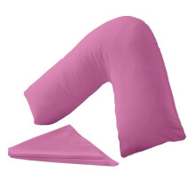 Kanak V Shaped Pillowcase Plain Polycotton Back & Neck Support V Pillow cover Orthopaedic/Pregnancy/Nursing Pillow Case Cover Only (Fuchsia)