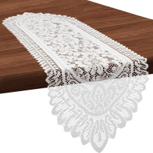 1 Pcs Doilies for Tables Dresser Scarf for Bedrooms Furniture White Lace Table Runner Crochet Cotton Desk Runner Dresser Cover Top 45.67" X 13.39"