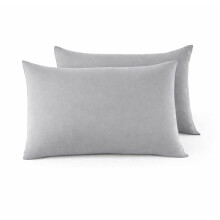 Pack of 2 100% Poly Cotton Housewife Pillow Case/Cover Soft Plain Dyed For Bedroom Pillowcase Pair (Silver)