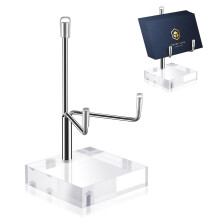 Gjinxi Plate Stands Adjustable Metal Arms Display Stand Easel Small Easel Holder with Acrylic Base Photo Stand Case Plate Clear Base Home D?cor