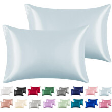 2pc New Queen/Standard Silk~y Satin Pillow Case Multiple Colors (Silver, Standard)