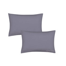 AIMANE? Percale Pair of Housewife Pillowcases 50 x 75 CM Polycotton Easy Care Plain Dyed Pillowcases Envelope Closure (Grey, Housewife Pillowcases)