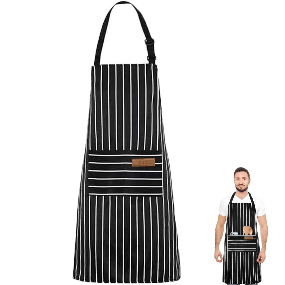 Ddup Adjustable Apron Unisex Aprons With Double Pocket, Cooking Baking Apron Kitchen Chef Aprons For Women Men,Home Kitchen Butchers Bbq Restaurant