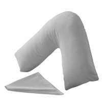 URBAN GROOVE V Shaped Pillowcase Cover Plain Polycotton Back & Neck Support Orthopaedic/Pregnancy/Nursing Pillowcase Cover - V Pillow case cover only