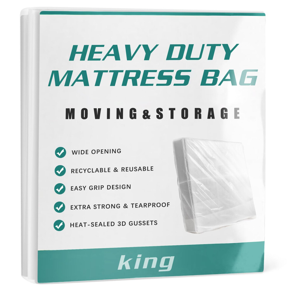 Kouclaa Double Mattress Bag For Moving And Storage, Waterproof Mattress Protector, Heavy Duty, Reusable, Tearproof (King)