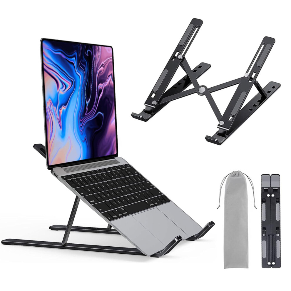Lac Future Laptop Stand For Desk - Foldable Laptop Riser With 10 Adjustable Height - Computer Stand Ventilated For Laptops 10-17 Inches And Tablets 5051225153069