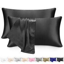 2 Pack Pillowcases, Silk Satin Pillowcase for Hair And Skin 51X76cm Soft Comfortable Breathable Smooth Cooling Pillow Covers for Sleeping Women Men