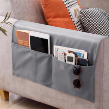 ITODA Waterproof Sofa Armrest Organiser Leathaire Beside Hanging Caddy Pocket TV Remote Control Holder Anti-slip Armchair Storage Bag for Phone Book